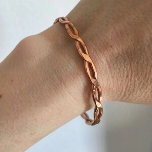 Vtg Hand Crafted Braided Copper Bracelet